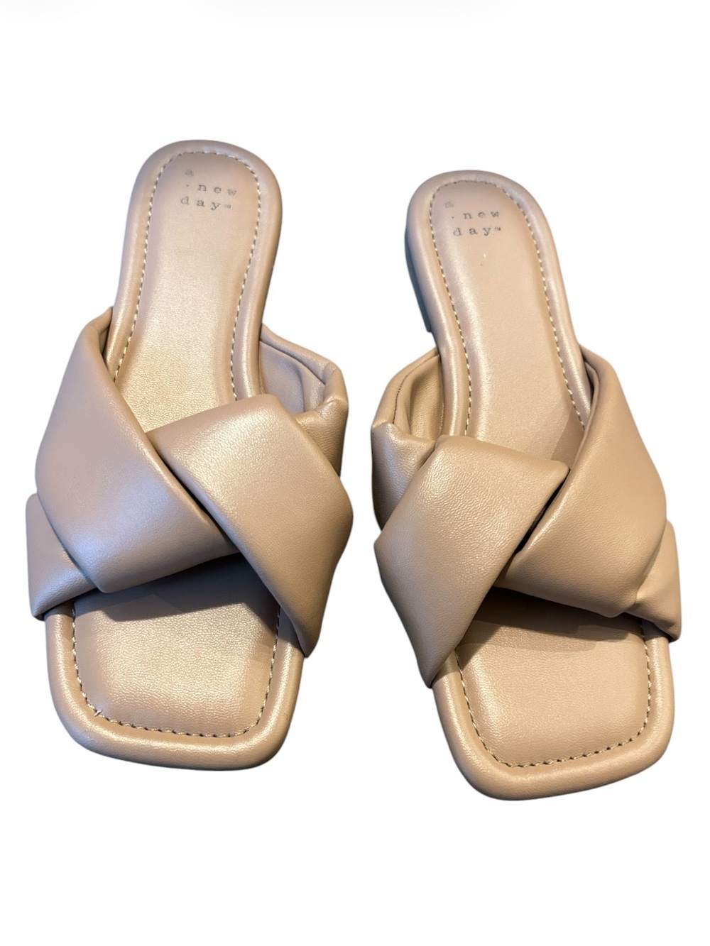 A New Day Lisa Padded Crossover Slide Sandals Tan Size 8